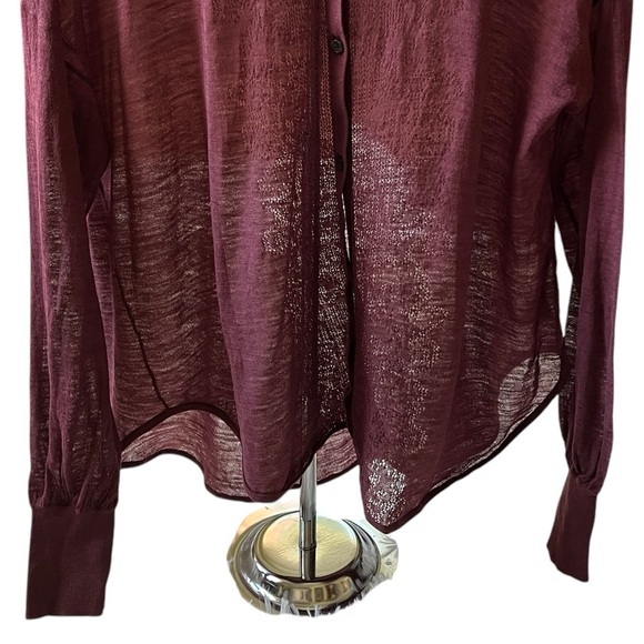 Maeve for Anthropologie | Sheer Plum Pink Button-Down Knit Blouse | Size S - Picture 4 of 15